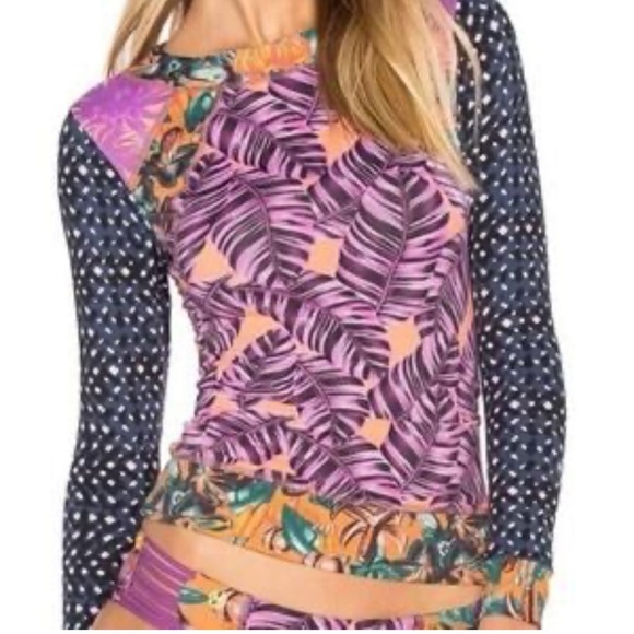 Maaji Rum Punch Rashguard in Purple size Large swim top long sleeve - Picture 1 of 8